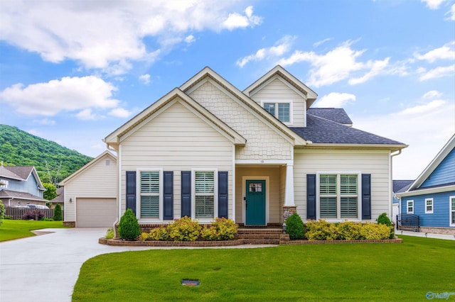 18 Notting Hill Pl, Gurley, AL 35748 - view of front of house featuring concrete driveway, a front yard, and a mountain view