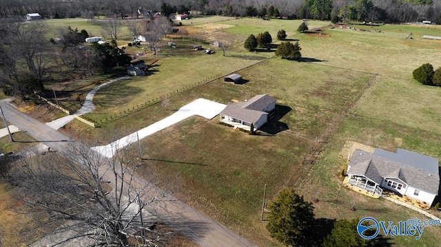 aerial view with a rural view