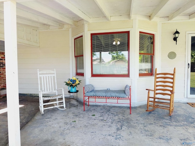 doorway to property with a patio