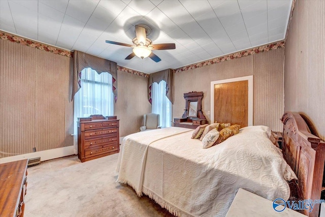 104 Myrtle Pl, Stevenson, AL 35772 - bedroom featuring wallpapered walls, carpet floors, and ceiling fan