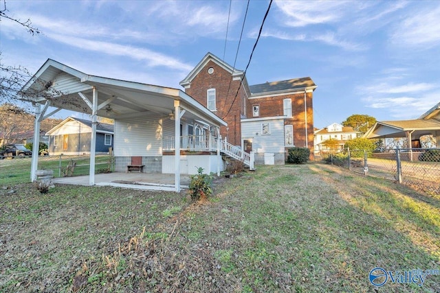 104 Myrtle Pl, Stevenson, AL 35772 - rear view of property featuring ceiling fan and a patio