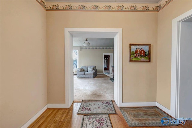 104 Myrtle Pl, Stevenson, AL 35772 - hall with baseboards and wood finished floors