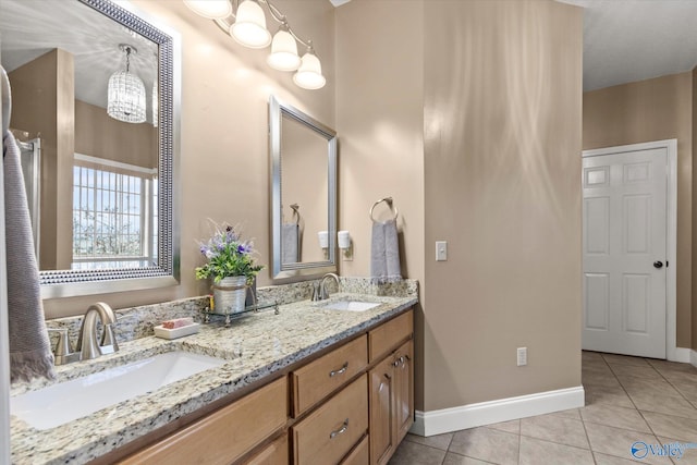 bathroom featuring vanity and tile patterned floors