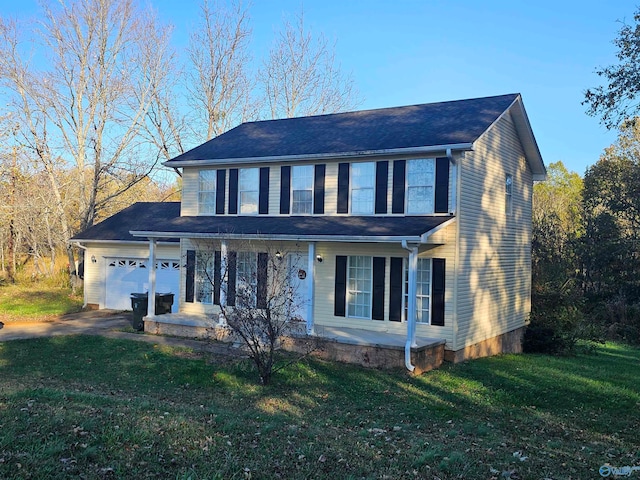 colonial-style house with a front lawn