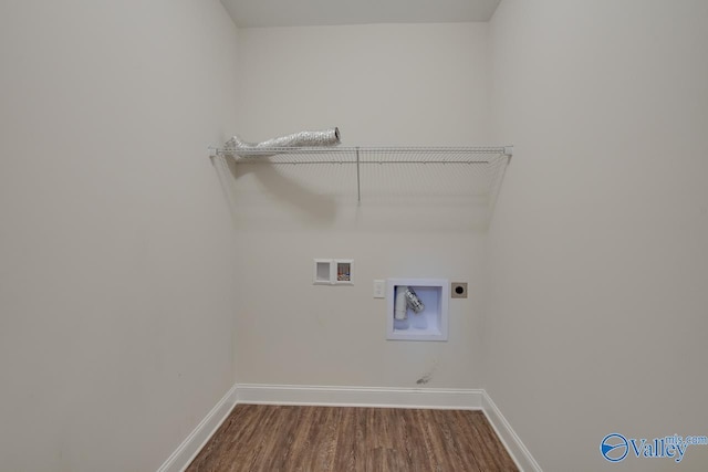 laundry area featuring washer hookup, hookup for a gas dryer, hardwood / wood-style flooring, and hookup for an electric dryer