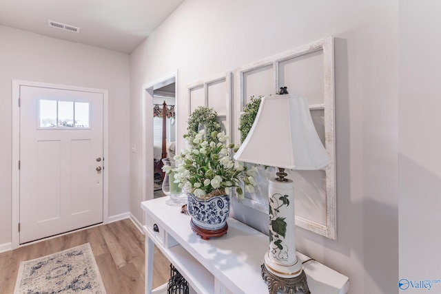 foyer entrance featuring light hardwood / wood-style floors