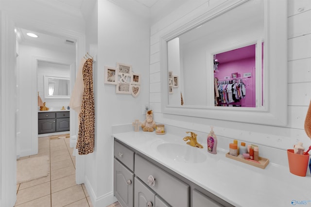 bathroom featuring vanity and tile patterned floors