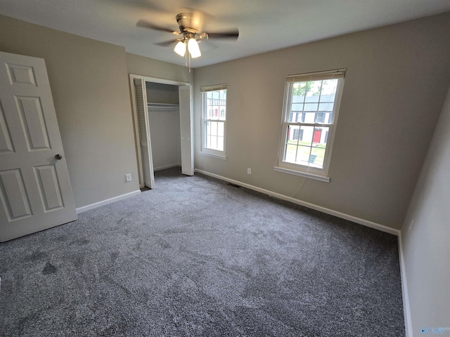 2005 Reaches Pl Unit B, Huntsville, AL 35802 - unfurnished bedroom featuring carpet floors, baseboards, a closet, and a ceiling fan