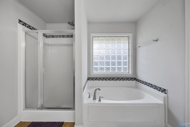 bathroom with plus walk in shower