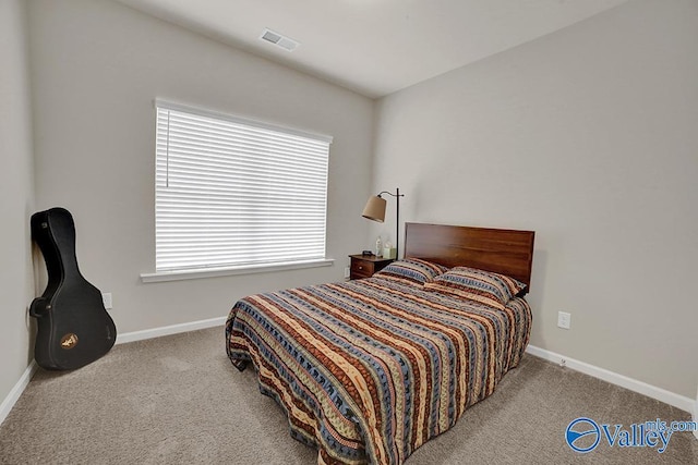 bedroom with carpet floors and multiple windows