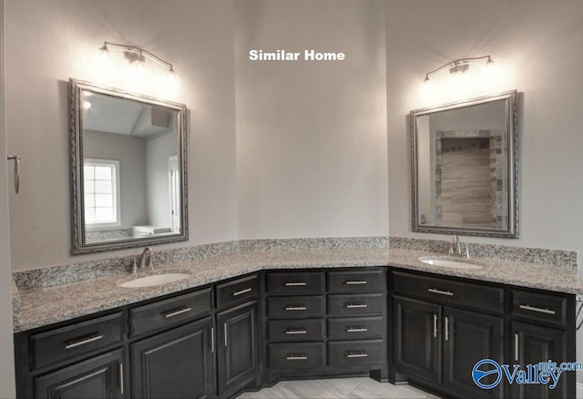 full bath featuring a sink and double vanity