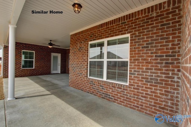 view of patio with a ceiling fan