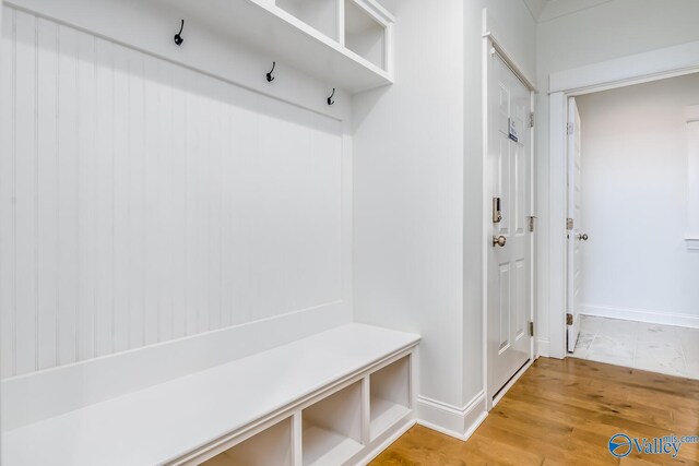 mudroom featuring light hardwood / wood-style floors