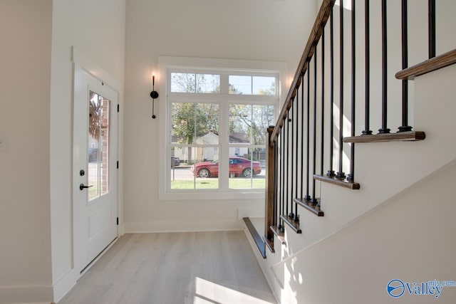 entrance foyer with a healthy amount of sunlight and light wood-type flooring