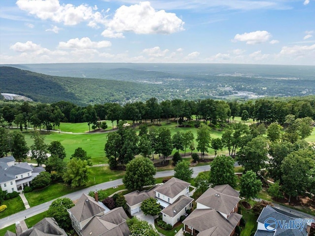 drone / aerial view with view of golf course