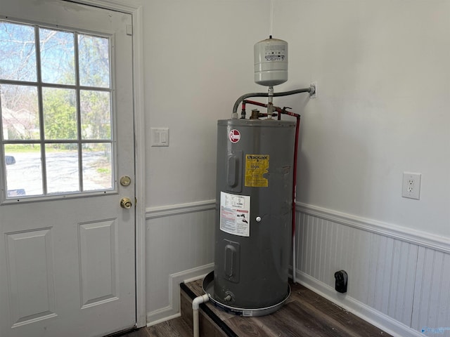 utility room with electric water heater