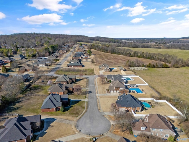 birds eye view of property with a residential view