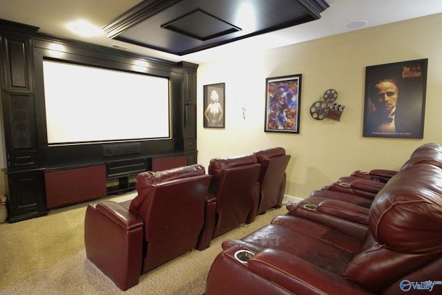 view of carpeted home theater room