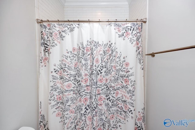 bathroom featuring a shower with shower curtain
