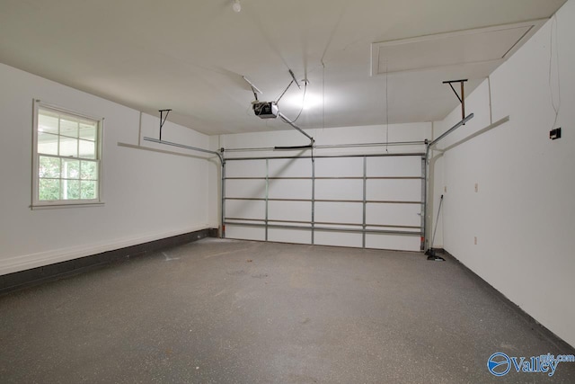 garage with a garage door opener