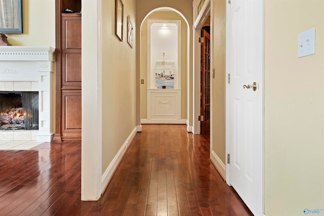 hallway with wood-type flooring