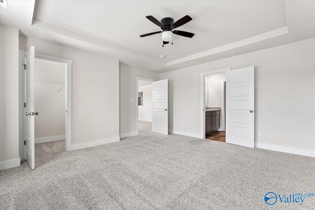 246 Tybee Dr, Madison, AL 35756 - unfurnished bedroom featuring a raised ceiling, carpet floors, baseboards, and a spacious closet
