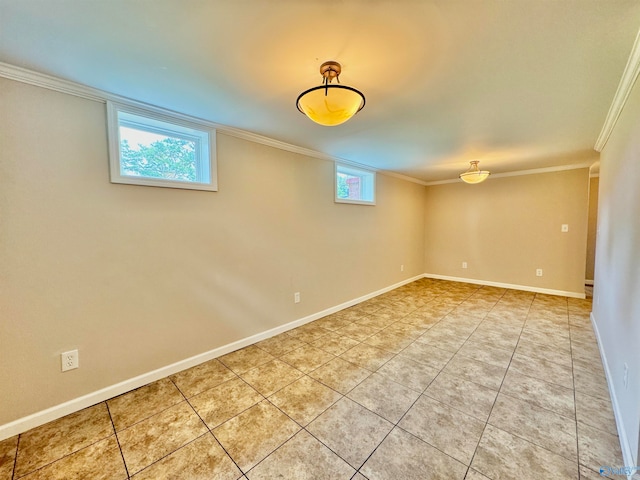 unfurnished room with crown molding