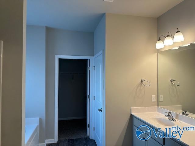 bathroom featuring vanity and a bathing tub