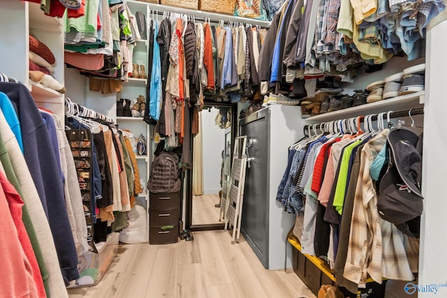 walk in closet featuring light wood-type flooring