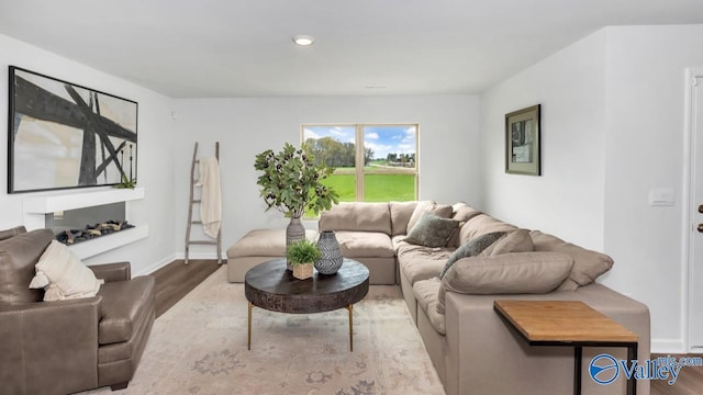 18882 Wicklow Cir, Athens, AL 35613 - living area featuring wood finished floors, baseboards, and recessed lighting