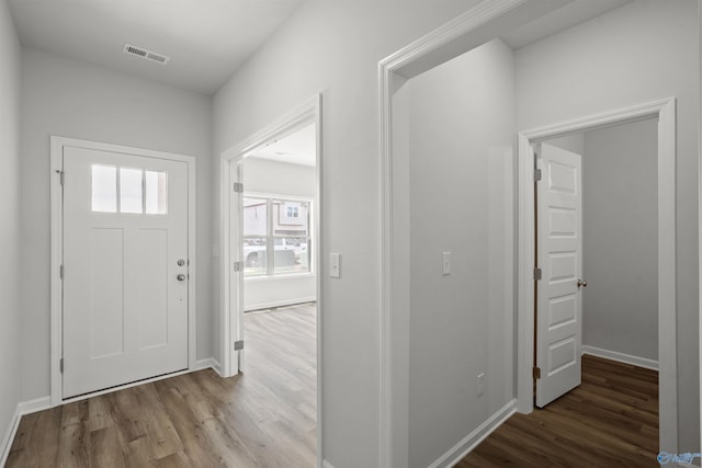 foyer featuring wood-type flooring