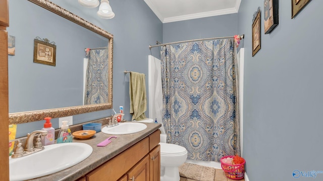 11266 Maggie Lou Dr, Tanner, AL 35671 - full bath featuring toilet, crown molding, double vanity, and tile patterned floors