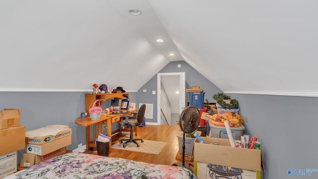 11266 Maggie Lou Dr, Tanner, AL 35671 - bedroom featuring recessed lighting, lofted ceiling, and wood finished floors