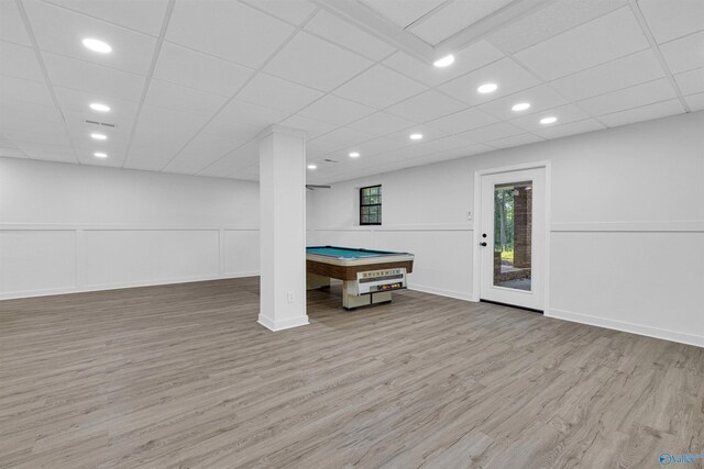 17207 County Road 22, Centre, AL 35960 - game room featuring wood finished floors, billiards, recessed lighting, and a drop ceiling