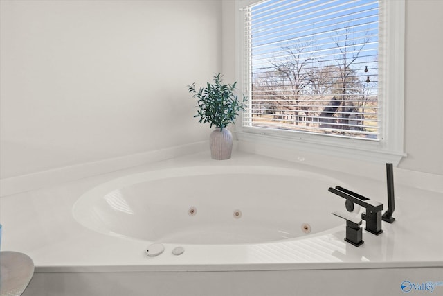 bathroom with a washtub