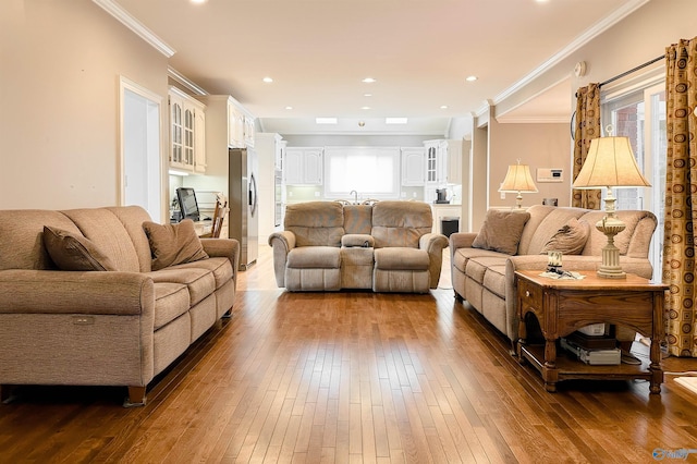 904 Whispering Pines Trl, Decatur, AL 35603 - living room featuring ornamental molding and dark wood-style flooring