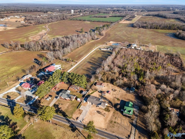 aerial view with a rural view