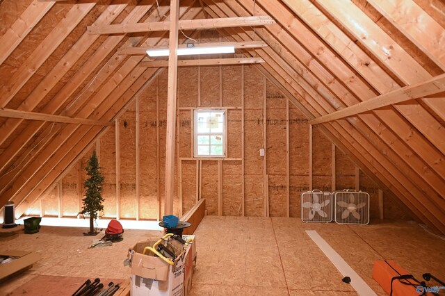 view of unfinished attic