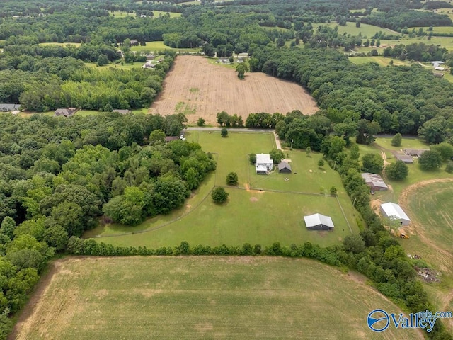 aerial view with a rural view