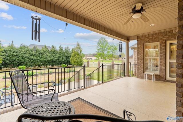 view of patio / terrace featuring a ceiling fan