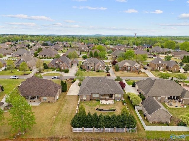 birds eye view of property with a residential view