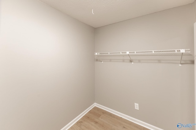 walk in closet with wood finished floors