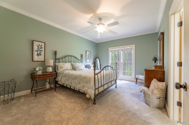1805 Sibert Dr, Glencoe, AL 35905 - bedroom with ornamental molding, carpet flooring, baseboards, and ceiling fan