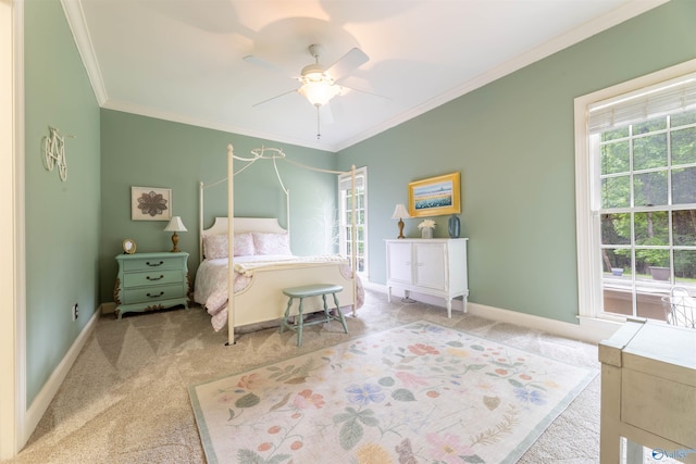 1805 Sibert Dr, Glencoe, AL 35905 - carpeted bedroom featuring ornamental molding, baseboards, and ceiling fan