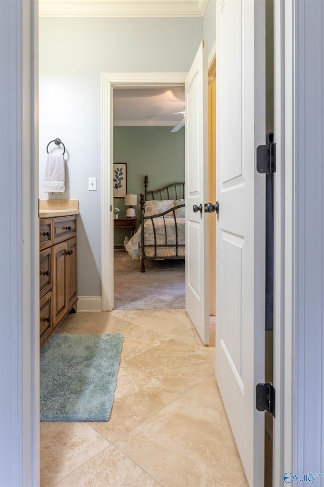 1805 Sibert Dr, Glencoe, AL 35905 - bathroom with ornamental molding, vanity, and tile patterned flooring