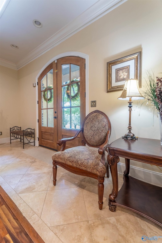 1805 Sibert Dr, Glencoe, AL 35905 - living area with crown molding, tile patterned flooring, and baseboards