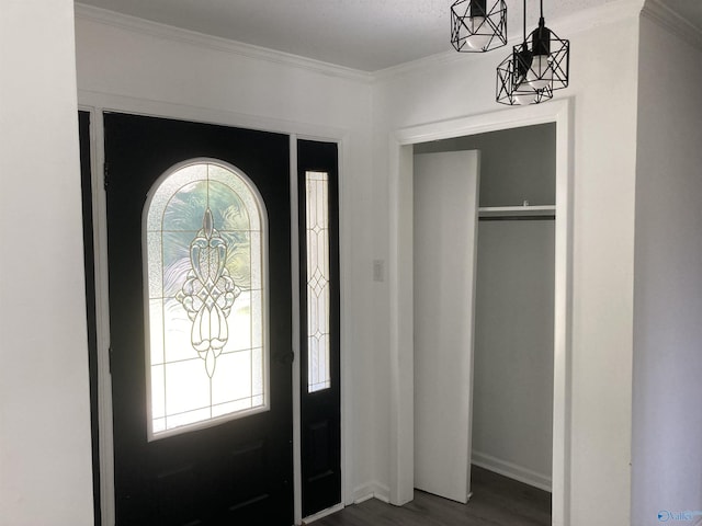 625 S Mountain Dr E, Trinity, AL 35673 - entrance foyer featuring ornamental molding and dark wood-type flooring