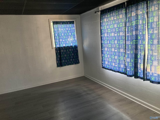 625 S Mountain Dr E, Trinity, AL 35673 - spare room featuring concrete block wall and wood finished floors