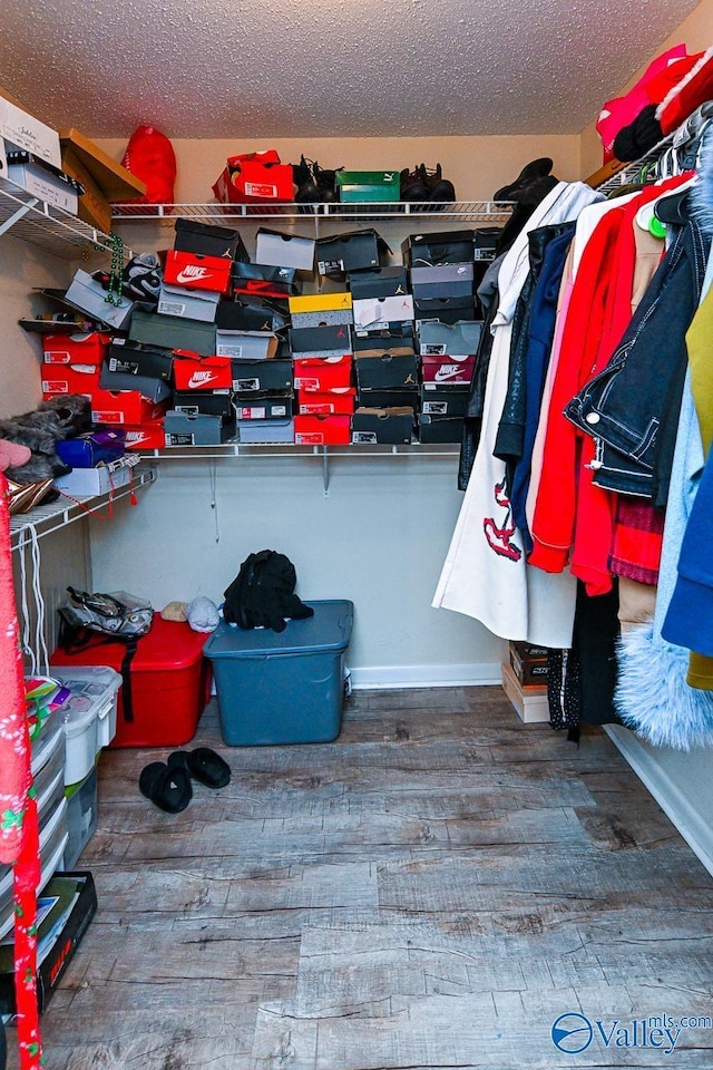 spacious closet featuring wood finished floors