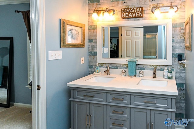 bathroom with double vanity and a sink